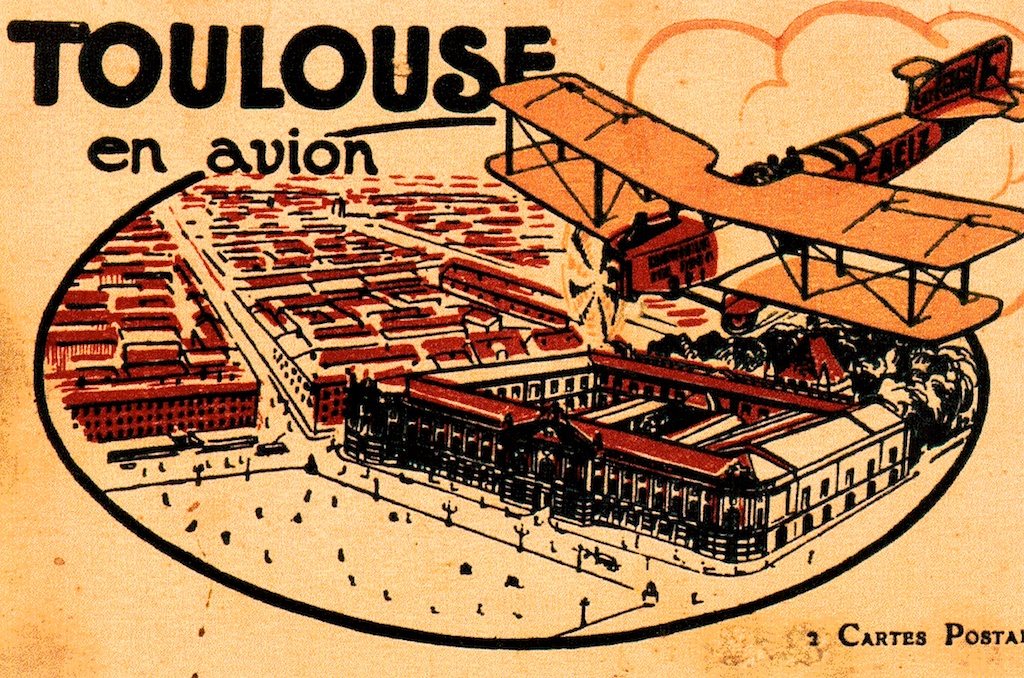 Carte postale qui fait la promotion de l'activité aéronautique