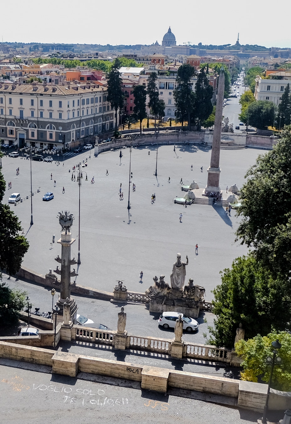 Vue sur la piazza del popolo depuis le parc Borghese