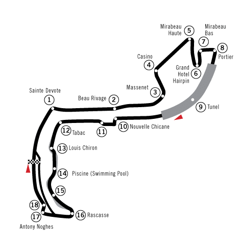 Tracé du circuit du Grand Prix de Monaco