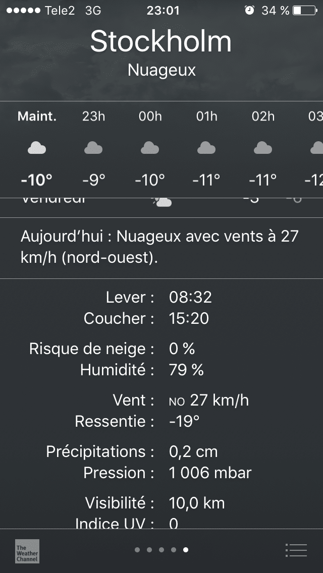 Température à Stockholm en hiver