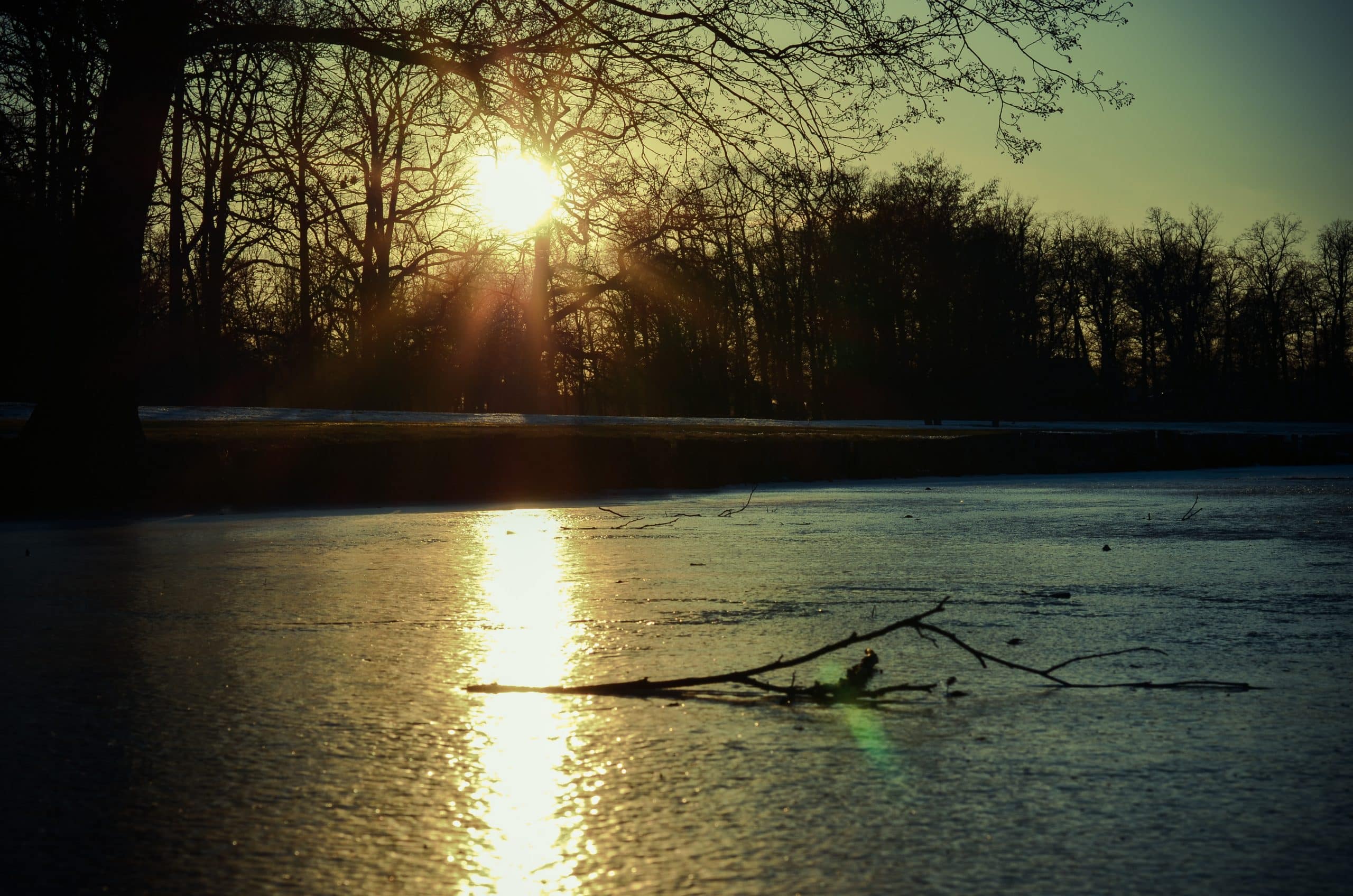 Etang gelé au chateau de Drottningholm