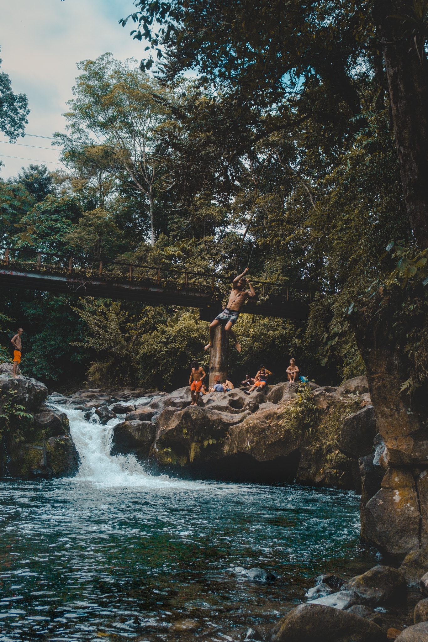 Mimi en plein tarzan swing, La Fortuna, Costa Rica