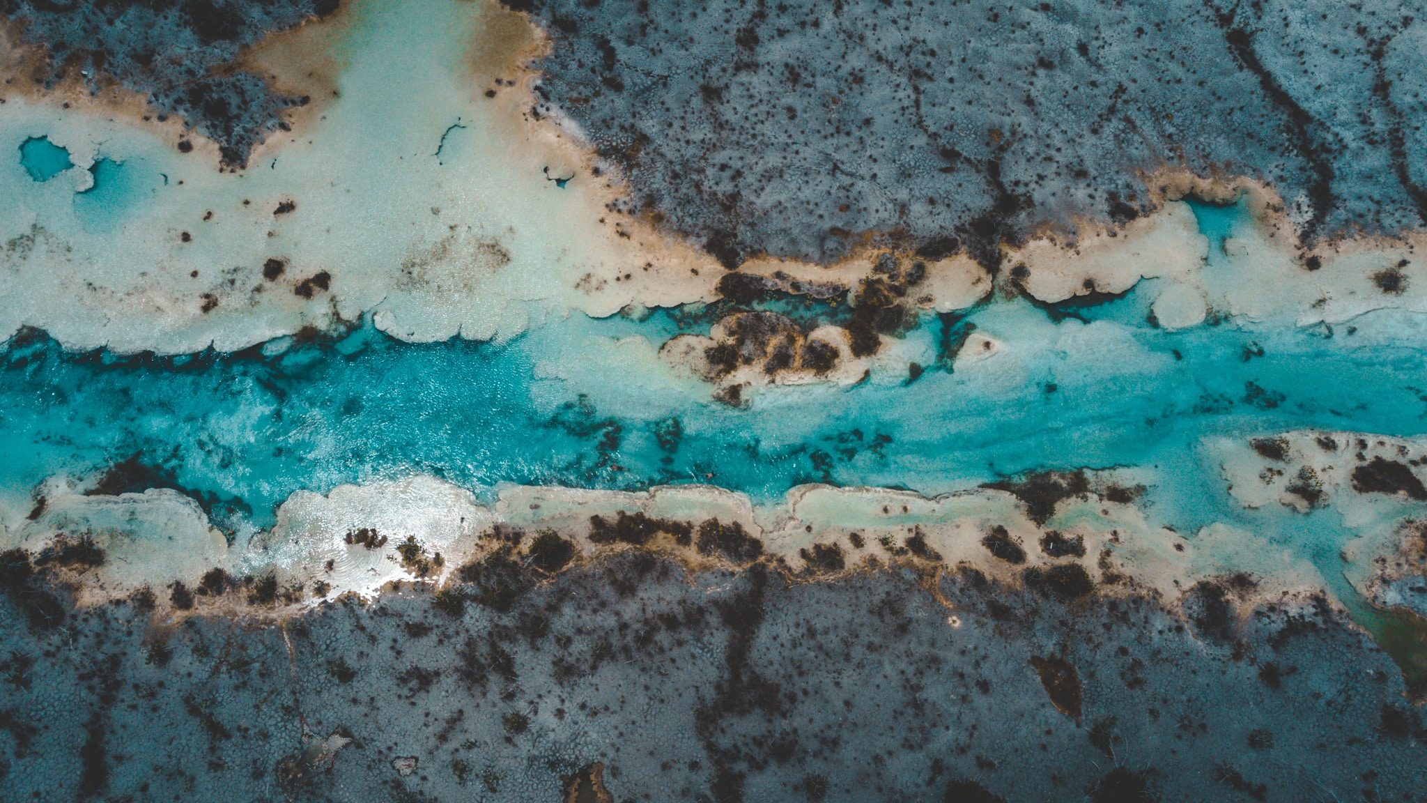 drone view bacalar mexico