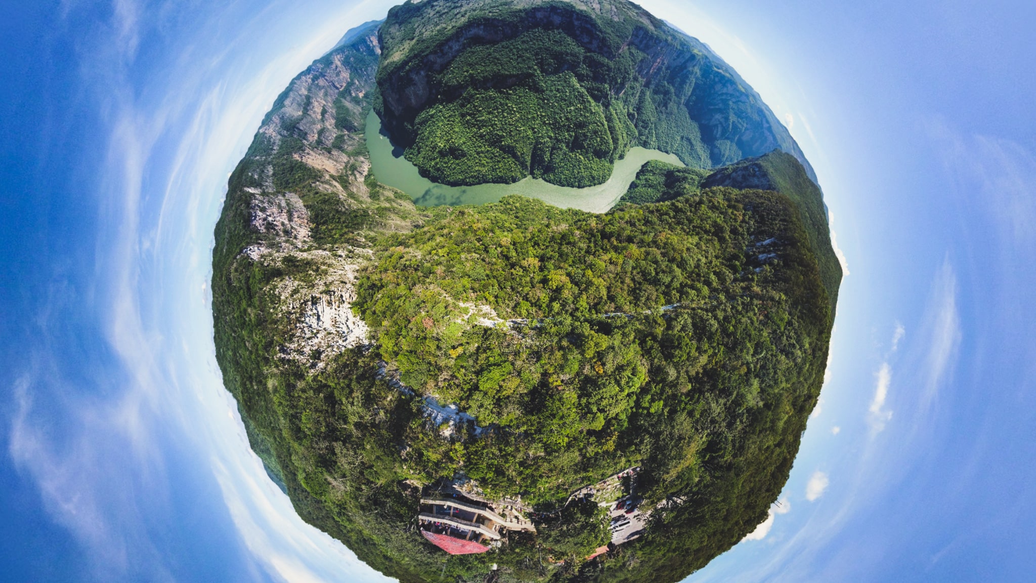 Photos globe en drone du canyon de sumidero