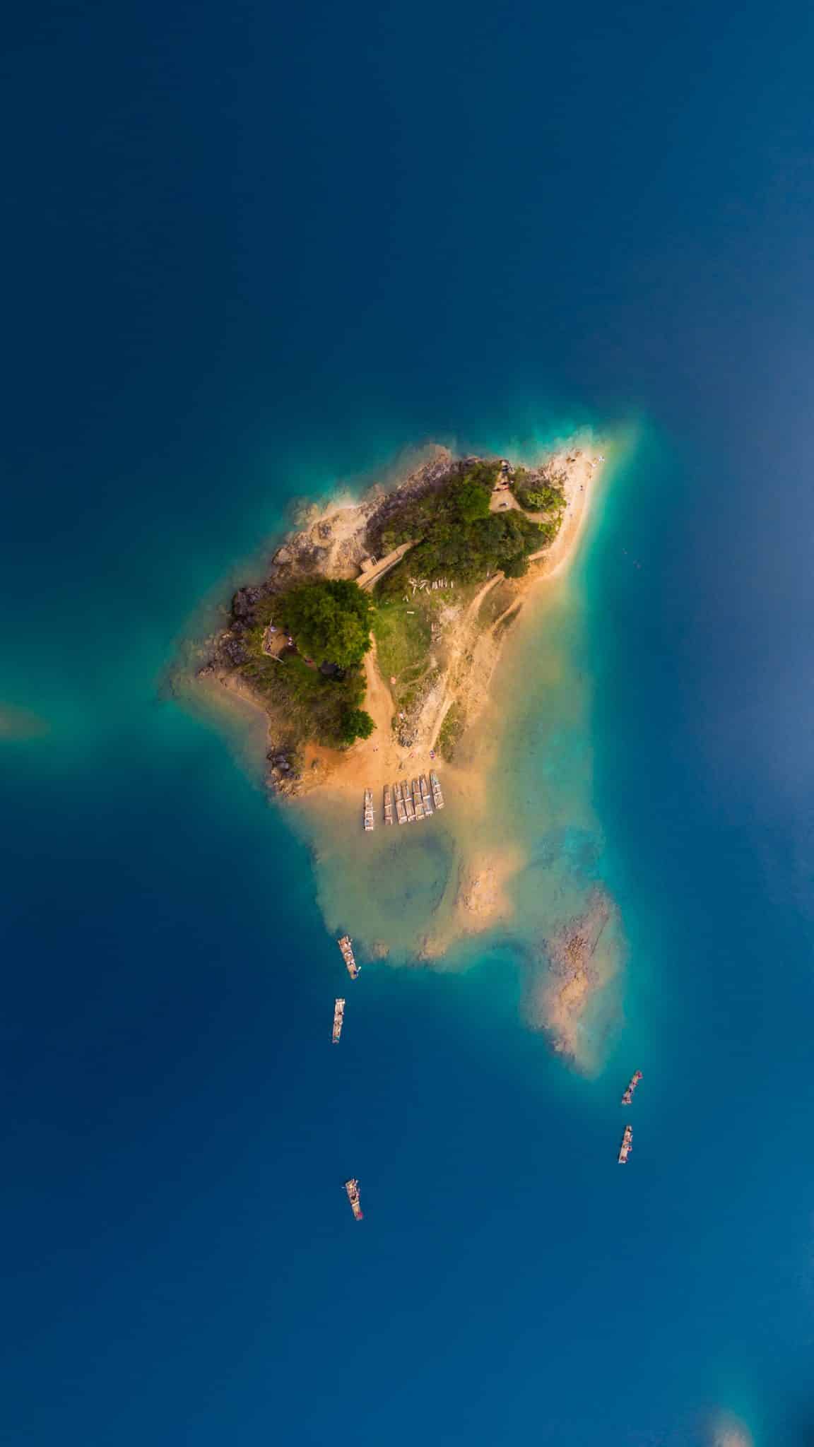 Vue en drone du lac Popoj dans la Lagune de Montebello, Chiapas