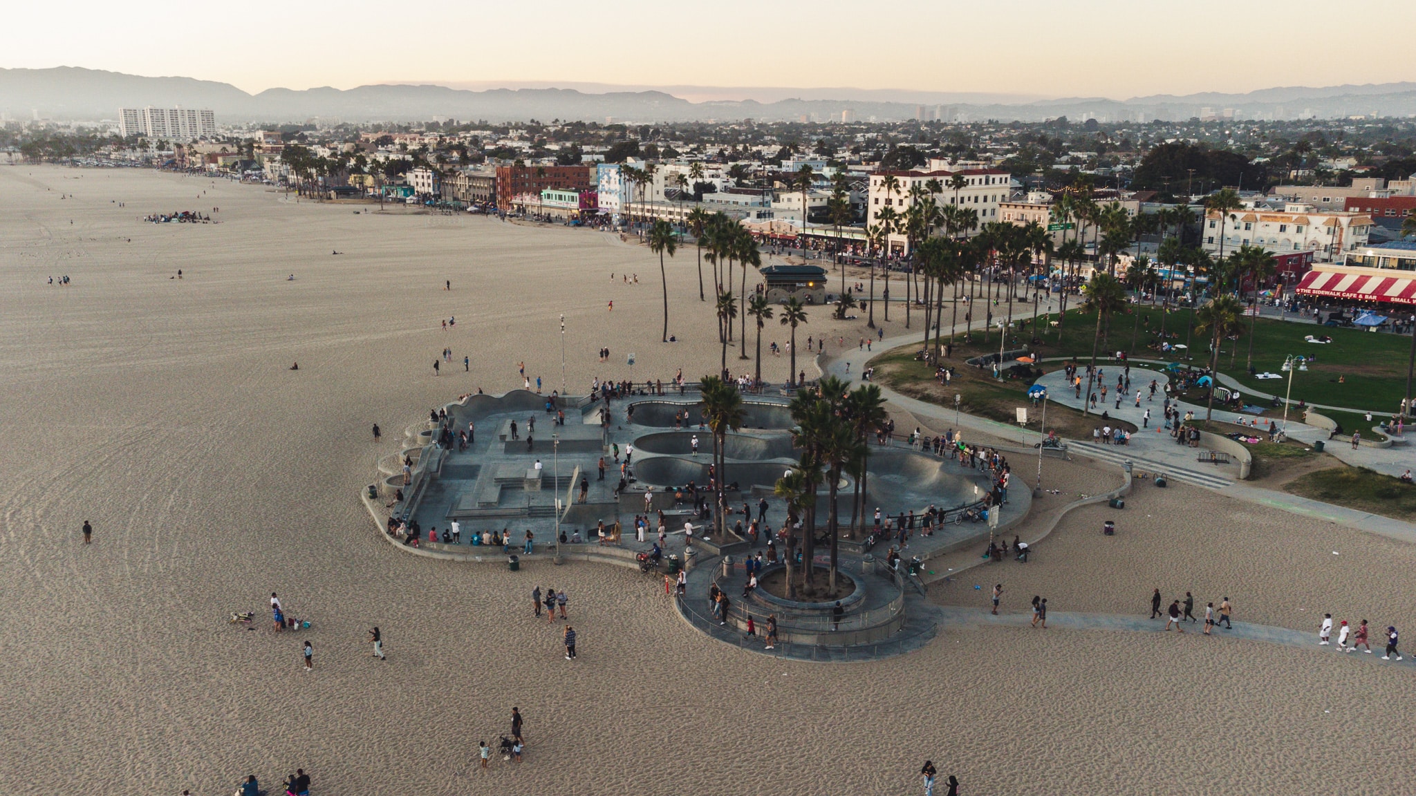 drone view skatepark venice