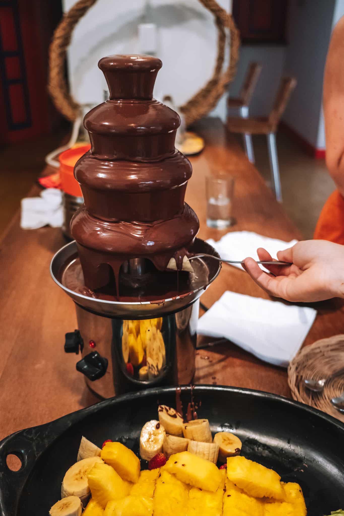 Fontaine de chocolat à la casa rivera del cacao