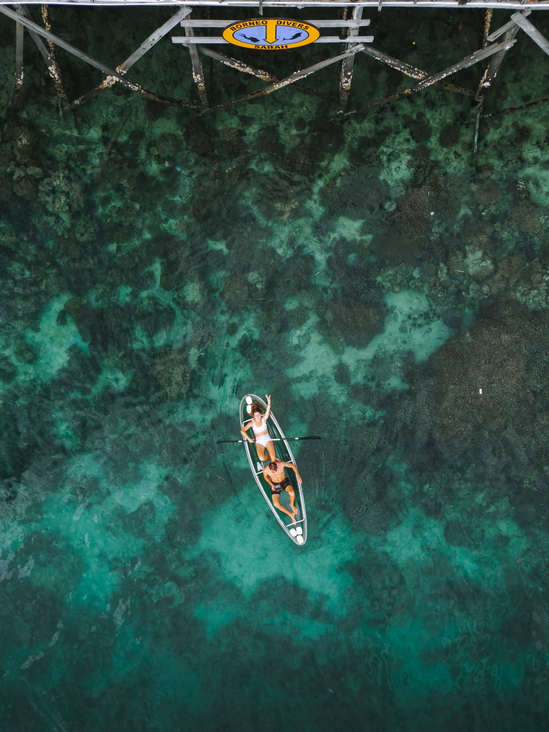 glass kayak drone shot mabul island