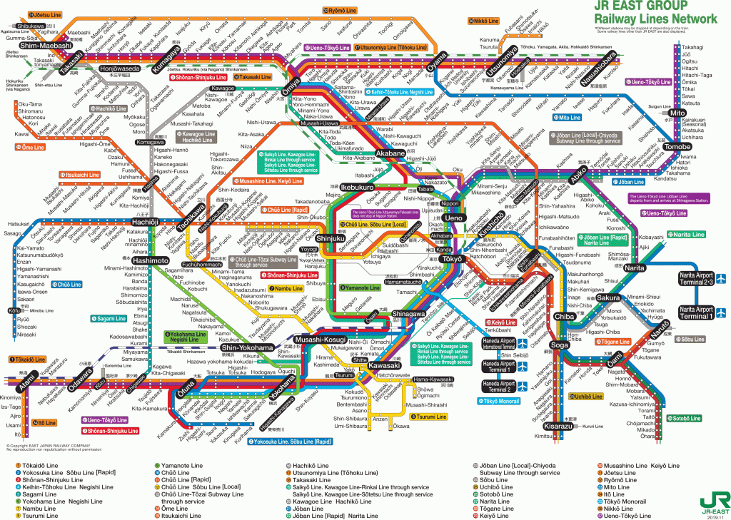 plan du réseau métro et jr de tokyo au japon