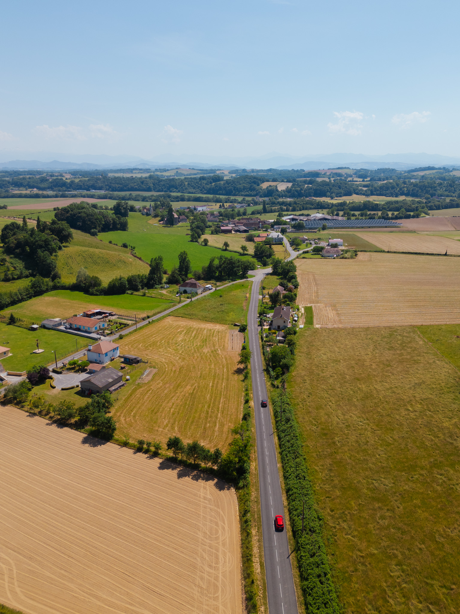 vue du ciel campagne béarn des gaves